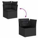 Havesofa Sæt 10 pcs Sort Polyrattan og pulverlakeret stål