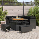 Havesofa Sæt 8 pcs Sort Poly rattan og pulverlakeret stål