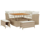 Havesofa Sæt med pude med opbevaring 8 pcs beige og cremefarvet