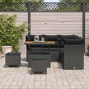 Havesofa Sæt 8 pcs Sort Poly rattan og pulverlakeret stål