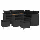 Havesofa Sæt 8 pcs Sort Poly rattan og pulverlakeret stål