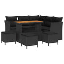 Havesofa Sæt 9 pcs Sort Poly rattan og pulverlakeret stål