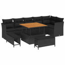 Havesofa Sæt 9 pcs Sort Poly rattan og pulverlakeret stål
