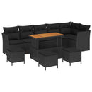 Havesofa Sæt 10 pcs Sort Poly rattan og pulverlakeret stål