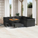 Havesofa Sæt med pude 13 pcs Sort polyrattan