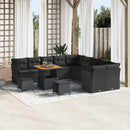Havesofa Sæt med pude 13 pcs Sort polyrattan