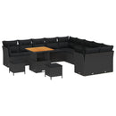 Havesofa Sæt med pude 13 pcs Sort polyrattan
