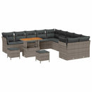 Havesofa Sæt 13 pcs Grå Polyrattan og pulverlakeret stål