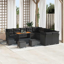 Havesofa Sæt med pude 14 pcs Sort polyrattan