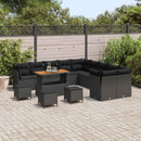 Havesofa Sæt med pude 14 pcs Sort polyrattan