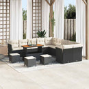 Havesofa Sæt med pude 14 pcs Sort og Cream polyrattan