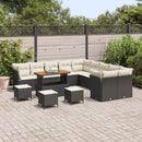 Havesofa Sæt med pude 14 pcs Sort og Cream polyrattan