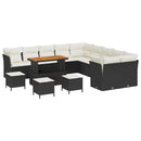 Havesofa Sæt med pude 14 pcs Sort og Cream polyrattan