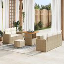 Havesofa Sæt med pude 8 pcs Beige og creme polyrattan