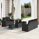 Havesofa Sæt med pude 8 pcs Sort polyrattan