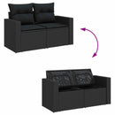 Havesofa Sæt med pude 8 pcs Sort polyrattan