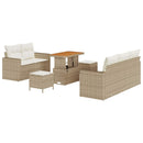 Havesofa Sæt med pude 8 pcs Beige og creme polyrattan