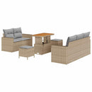 Havesofa Sæt med pude 8 pcs Beige og lys grå polyrattan