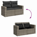 Havesofa Sæt 9 pcs Grå Polyrattan og pulverlakeret stål