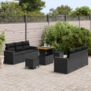 Havesofa Sæt 9 pcs Sort Polyrattan og pulverlakeret stål