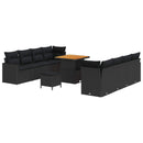 Havesofa Sæt med pude 12 pcs Sort polyrattan