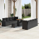 Havesofa Sæt med pude 12 pcs Sort polyrattan