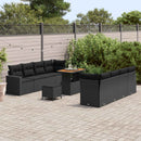 Havesofa Sæt med pude 12 pcs Sort polyrattan