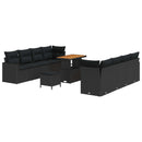 Havesofa Sæt med pude 12 pcs Sort polyrattan