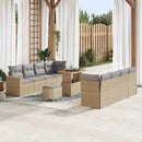 Havesofa Sæt med pude 12 pcs Beige og lys grå polyrattan