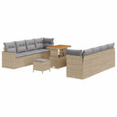 Havesofa Sæt med pude 12 pcs Beige og lys grå polyrattan