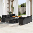 Havesofa Sæt med pude 12 pcs Sort polyrattan