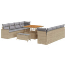 Havesofa Sæt med pude 12 pcs Beige og lys grå polyrattan