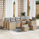 Havesofa Sæt med pude 10 pcs Beige og lys grå polyrattan
