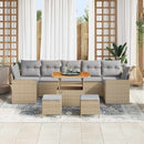 Havesofa Sæt med pude 10 pcs Beige og lys grå polyrattan