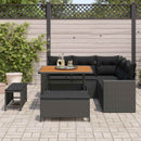Havesofa Sæt med pude 9 pcs Sort polyrattan