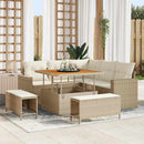 Havesofa Sæt med pude 9 pcs Beige og creme polyrattan