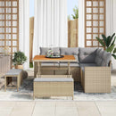 Havesofa Sæt med pude 9 pcs Beige og lys grå polyrattan