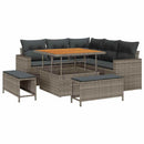 Havesofa Sæt med pude 9 pcs Grå polyrattan