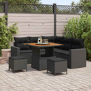 Havesofa Sæt med pude 9 pcs Sort polyrattan