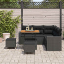 Havesofa Sæt med pude 9 pcs Sort polyrattan
