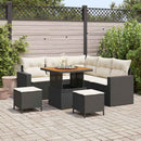 Havesofa Sæt med pude 9 pcs Sort og Cream polyrattan