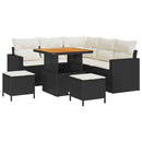Havesofa Sæt med pude 9 pcs Sort og Cream polyrattan