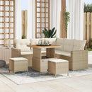 Havesofa Sæt med pude 9 pcs Beige og creme polyrattan