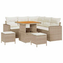 Havesofa Sæt med pude 9 pcs Beige og creme polyrattan