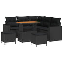 Havesofa Sæt med pude 9 pcs Sort polyrattan
