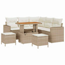 Havesofa Sæt med pude 9 pcs Beige og creme polyrattan