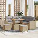 Havesofa Sæt med pude 9 pcs Beige og lys grå polyrattan