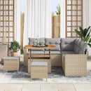 Havesofa Sæt med pude 9 pcs Beige og lys grå polyrattan