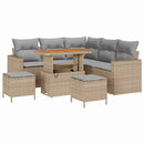 Havesofa Sæt med pude 9 pcs Beige og lys grå polyrattan