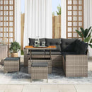 Havesofa Sæt med pude 9 pcs Grå polyrattan